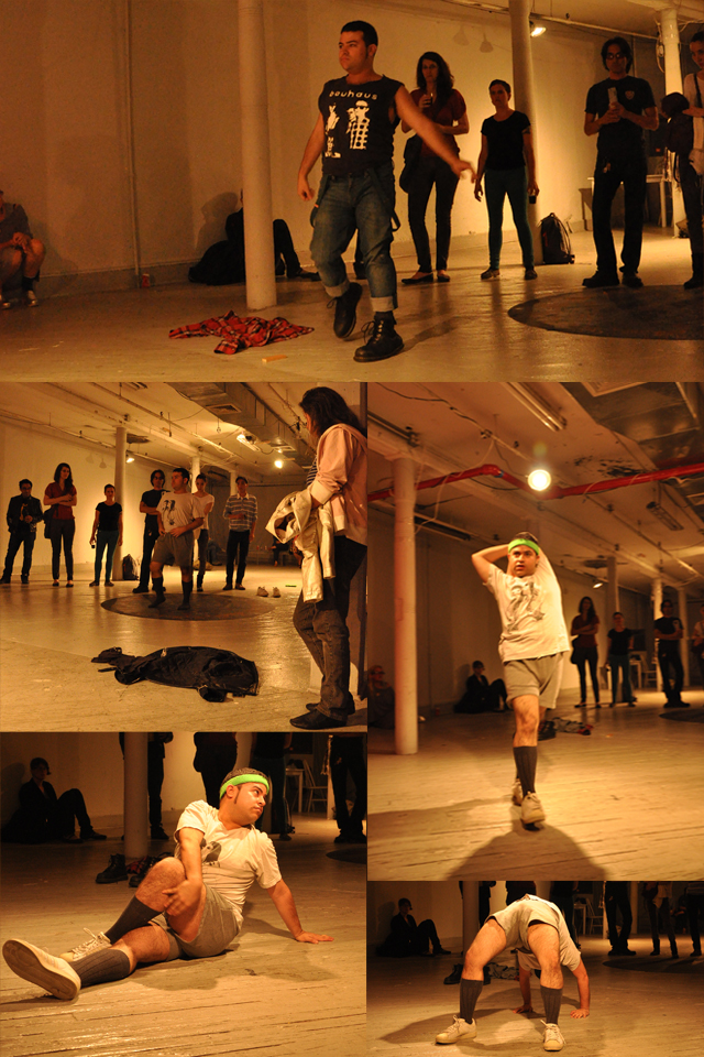 Time to change into workout clothes and stretch  before the performance properly begins.