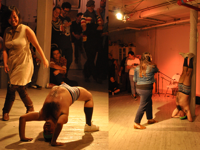 Geraldo shows off some yoga moves he picked up.  He wont be this limber towards the end of the performance.